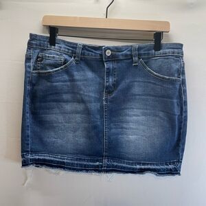 KanCan Denim Mini Skirt Size 13/30 Distressed